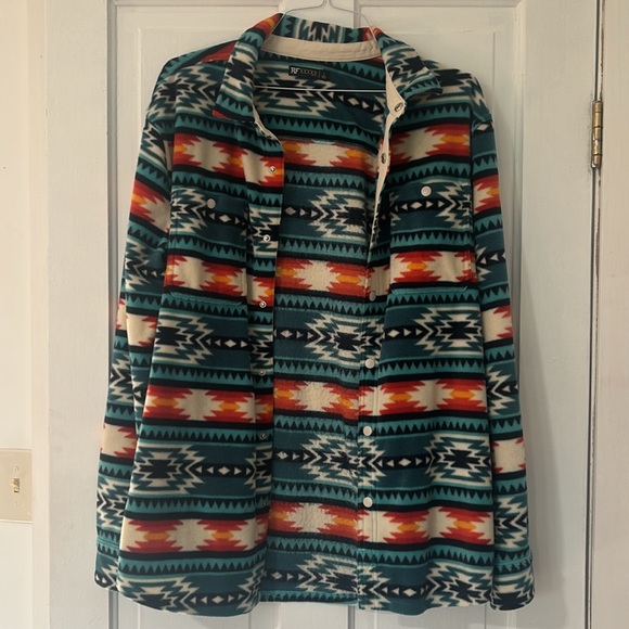 Vintage Aztec Button Up Fleece Sweatshirt - Picture 2 of 4